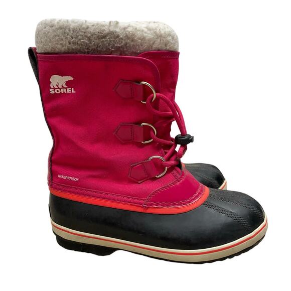 SOREL Yoot Pac Nylon Big Kids SZ 4 Pink Winter Boots NY 1962-600 Snow Boots - Picture 2 of 11